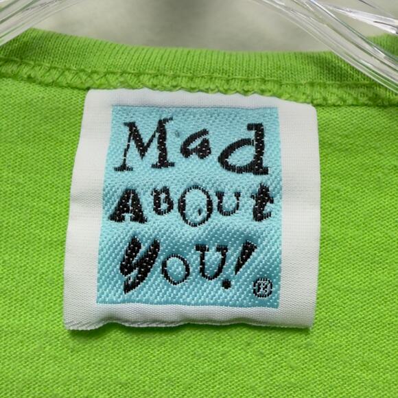 MAD ABOUT YOU Vintage 80s Lime Green Layered Crop Shirt Top Size XS - Picture 4 of 4